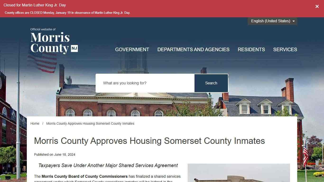 Morris County Approves Housing Somerset County Inmates – Morris County, NJ