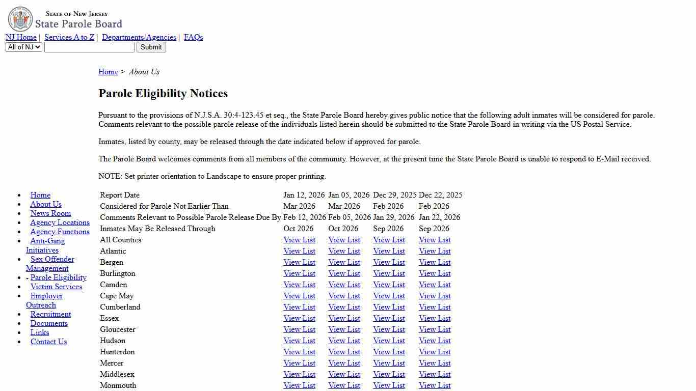 New Jersey State Parole Board | About Us